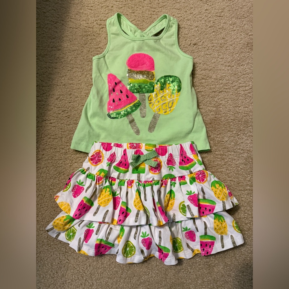 Isaac Mizrahi Fruity Sequin Popsicle Tank and Skort Set, Size 4 XS